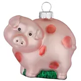 INGE-GLAS Christbaumschmuck Glas 6cm Schwein Figur handbemalt Weihnachtsbaum Anhänger Weihnachten Christbaumanhänger Weihnachtsbaumschmuck Bauernhof Tiere Rosa