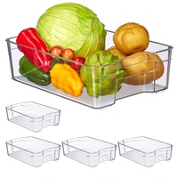 Relaxdays Küchenorganizer-Set 5 x Kühlschrank Organizer mit Griffen, transparent