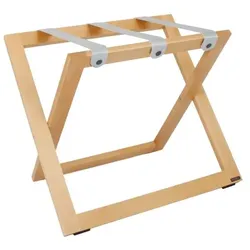 Kofferständer WOOD aus Holz Buche Natur mit Riemen Nylon Grau