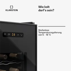 Klarstein Silent Vino 12 Uno Weinkühlschrank 31 L / 12 Fl 5-18 °C Touch Schwarz