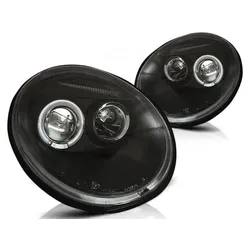 LED Angel Eyes Scheinwerfer für VW New Beetle 98-05 schwarz