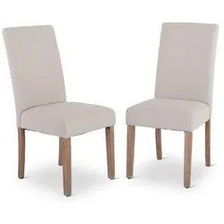 Esszimmerstuhl 2er-Set, Polsterstuhl im Set, zeitloses Design, Belastbarkeit 110 kg, Beine Holz, Beige, Raburg Alexandra