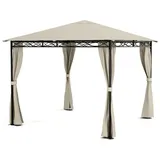 blumfeldt Pavillon Mondo Pavillon 3x3 m Stahlrahmen wetterfest 4 Seitenwände, (Set), Pergola Terrassenüberdachung Grillpavillon Gartenpavillon Sonnenschutz braun 295 cm x 295 cm