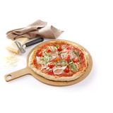 HENDI Pizzabrett, Pizzaschaufel, Pizzaschieber, Pizza Board, Servierbrett, mit Griff, Geschirrspülmaschinengeeignet, ø305x(H)6mm, Holzfaser