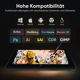 xppen Artist Pro 16 (2. Generation) + RC Grafiktablet - Schwarz/Grau