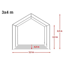 TOOLPORT Partyzelt 3 x 4 m inkl. Seitenteile grau/weiß (6155)