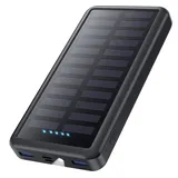 Power Bank 26800mAh, Solar Powerbank USB C 15W PD 3.0A Schnellladung, 3 Outputs & 3 Inputs Externer Handyakku mit LED Taschenlampe Handy Akkupack für Camping Outdoor Kompatibel mit iPhone Samsung etc