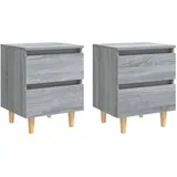 vidaXL Nachttisch mit Massivholz-Beinen 2 Stk. Grau Sonoma 40x35x50cm