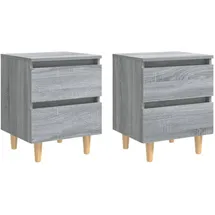 vidaXL Nachttisch mit Massivholz-Beinen 2 Stk. Grau Sonoma 40x35x50cm