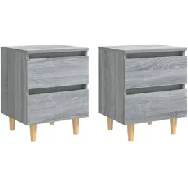 vidaXL Nachttisch mit Massivholz-Beinen 2 Stk. Grau Sonoma 40x35x50cm