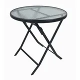 VCM Gartentisch Anthrazit Metall, Glas, rund Maße ca. H. 70 x B. 70 x T. 70 cm Klapptisch Balkontisch Gartenmöbel Gartentische,