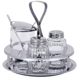 Contacto Menage-Set Salz Pfeffer Senf Rund Silber