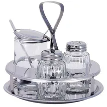 Contacto Menage-Set Salz Pfeffer Senf Rund Silber
