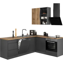 kochstation Winkelküche L-Form 240 x 180 cm grau