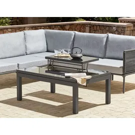 Beliani Lounge Set Schwarz Aluminium inkl. Auflagen Grau Polyester 6-sitzer mit hochklappbarem Couchtisch Terrasse Outdoor Modern