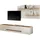 furn.design Wohnwand, Weiß, Eiche Wotan, Kunststoff, Nachbildung,Eiche, Uni, Holz Optik, 2 Schubladen, 300x180x45 cm, Wohnzimmer, Wohnwände, Anbauwände