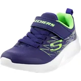 SKECHERS Jungen Microspec Texlor Sneaker, Navy Textile Lime Silver Trim, 28 EU