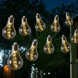 LED Solar Lichterkette Glühbirne GLOW rauchig grau 4,5m 2 Funkt. Retro Garten