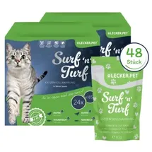 Lyra Pet 48 x 85 g Lecker.Pet® Surf'n'Turf Pouches Katzenfutter in feiner Sauce Nassfutter 4er Mix Multipack