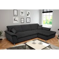 DOMO collection Ecksofa Franzi, wahlweise mit Bettfunktion, Bettkasten und Kopfteilverstellung grau