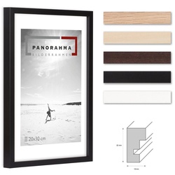 Panorahma Bilderrahmen Holz Bilderrahmen modern in fünf verschiedenen Farben mit Normalglas, für 1 Bilder, 1 Rahmen, Fotorahmen, echtes Glas schwarz