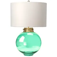 Elstead Lighting Kara Tischleuchte messing antik Glas grün 555mm