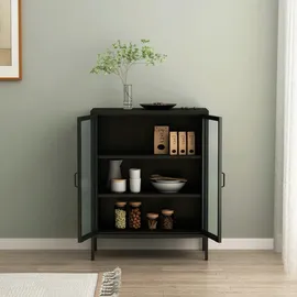 [en.casa] Vitrine Fauske 80 x 40 x 101,5 cm Schwarz