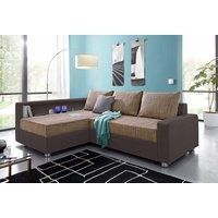 COLLECTION AB Ecksofa Relax, inklusive Bettfunktion, wahlweise mit RGB-LED-Beleuchtung braun