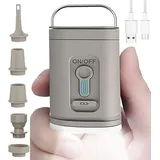 Elektrische Mini Luftpumpe mit LED -Beleuchtung 1200mAh–Akku-Pumpe mit 5 Düsen & USB-C,Für Luftmatratze, Schwimmring, Vakuumbeutel & Camping,Cr...