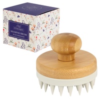 INTER-ESQUE Scalp Massager - Kopfhaut Massagebürste - Kopfmassage Bürste - Shampoo Bürste aus Bambus (Grau)