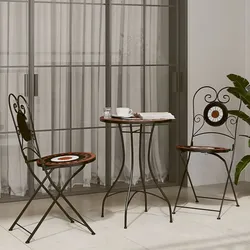 Mosaik-Bistro-Set Terrakottarot und Weiß Eisen und Keramik