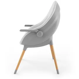 Kinderkraft FINI UP Hochstuhl 3 in 1, Baby Hochstuhl mit Wippe, mitwachsend bis 20 kg, verstellbares Tablett, 5-Punkt-Gurt, Neugeborenen-Einlage, Holzbeine, Grau