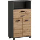 Schildmeyer Palermo Highboard 157647, Anthrazit/Artisan Eiche Artisan, - 60x110.5x32.6 cm,