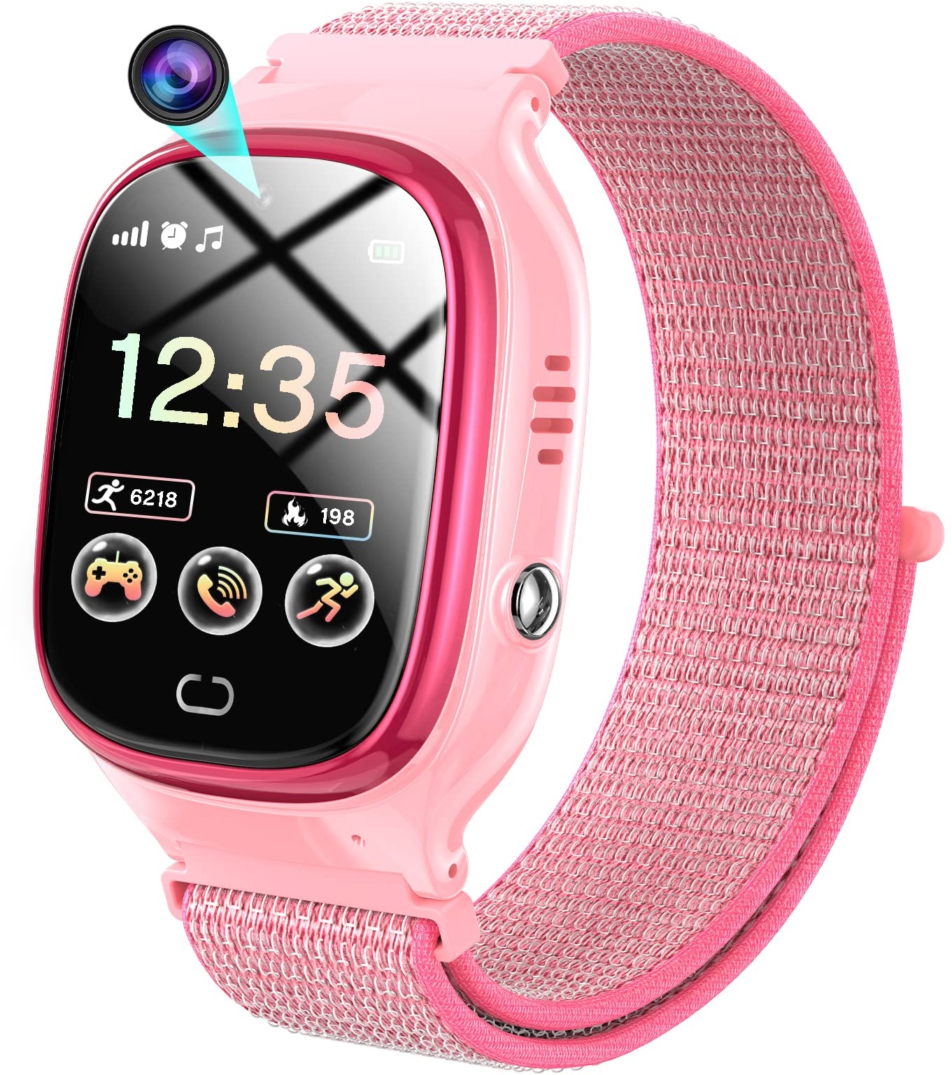 Smartwatch Kinder, Kinderuhr Telefon mit Anrufe, 7 Spiele, Schulmodus, SOS-Funktion, Musik, Kamera, Wecker, Schrittzähler Kind Armbanduhr Touchscreen Smart Watch Geschenk für Jungen Mädchen Rosa)