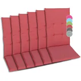 GO-DE Textil Bequeme und attraktive Polsterauflagen für Hochlehner-Gartenstühle (6er-Set, Uni rot, Hochlehner)
