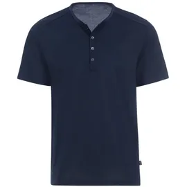 TRIGEMA T-Shirt "TRIGEMA T-Shirt mit Knopfleiste DELUXE Baumwolle", Herren, Gr. 4XL, blau (navy), Single Jersey, 100% Baumwolle, normal, ohne Ausschnitt, Shirts T-Shirt
