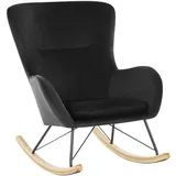 Beliani Schaukelsessel, Schwarz, Hellbraun, Textil, 71x97x90 cm, Wohnzimmer, Sessel, Schaukelstühle