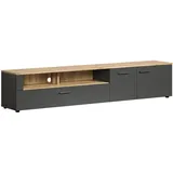 trendteam Esteban TV-Lowboard 210 x 43 x 41 cm Grau/Eiche Spanplatte