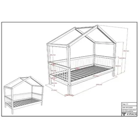 58 aufm Kessel Hausbett Keeley 90 x 200 cm Buche massiv lackiert weiß