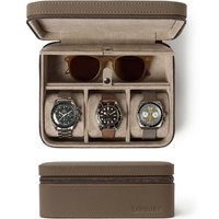 TAWBURY Leder-Uhrenetui für Reisen mit Aufbewahrungsfach Reisen – Uhrenbox 3 Uhren | Uhrenkoffer Herren | Uhrenbox für Damen und Herren | Uhrenaufbewahrung