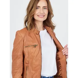 JCC Bikerjacke "Sirpa", Damen, Gr. 40, braun (schwarz cognac), Obermaterial: 100% Leder Lamm; Futter: 100% Polyester, Jacken