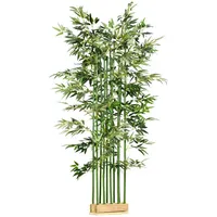 Homcom Künstlicher Bambus, 180 cm Kunstpflanze im Kiefernholztopf, Zimmerpflanze,
