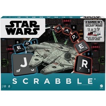 Scrabble Mattel Games Scrabble Star Wars Edition Familienbrettspiel mit Galaxie-Karten & Spacecraft Mover Pieces Star Wars Glossar Geschenk für Teen Adult oder Familienspiel Nacht ab 10 Jahre & älter