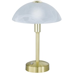 TRIO Leuchten LED-Tischlampe DONNA, Weiß – Messing – Glas – H 30 cm – dimmbar