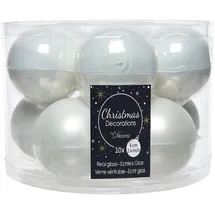 Kaemingk Christbaumschmuck, Weihnachtskugeln Glas Ø 6 cm 10 Stück weiß