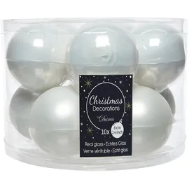 Kaemingk Christbaumschmuck, Weihnachtskugeln Glas Ø 6 cm 10 Stück weiß