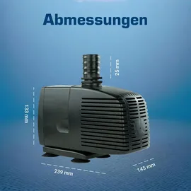 KERRY Teichpumpe 230 V 3.000 L/H, 10m Kabel 280 cm Förderhöhe 60 Watt, Wasserpumpe Bachlaufpumpe, Wasserspielpumpe | Brunnenpumpe | Springbr...