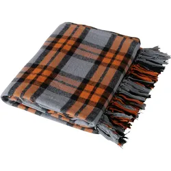 Kuscheldecke Karo Grau/Orange ca. 140x180cm