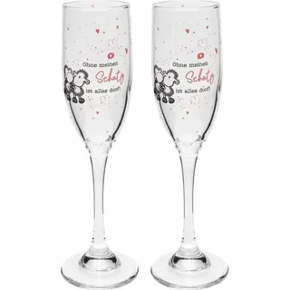 SHEEPWORLD Sektglas Set Motiv "SCHATZ"