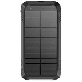 POWERNEED S20000Q Mobilgeräte-Ladegerät, universell einsetzbar mit Lightning-Anschluss, Solarfunktion, USB-Kabellosladefunktion, Schnellladefunkt... - Schwarz